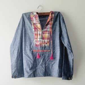 La Plage sweater with hoodie floral plaid‎ with hoodie size XS